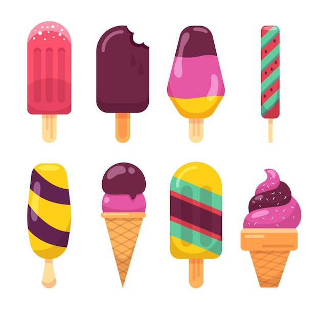 Tasty ice cream collection flat design