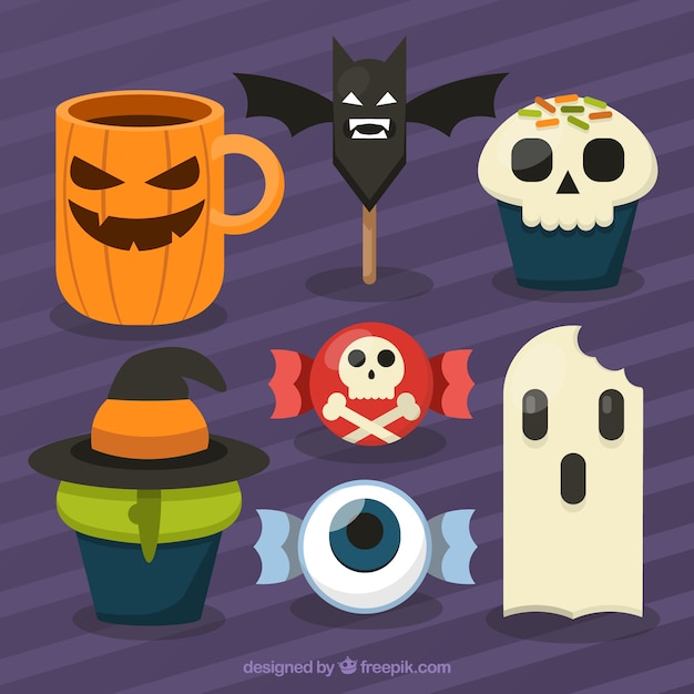 Free Vector tasty sweets prepared for halloween