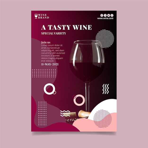 Free Vector tasty wine vertical flyer template