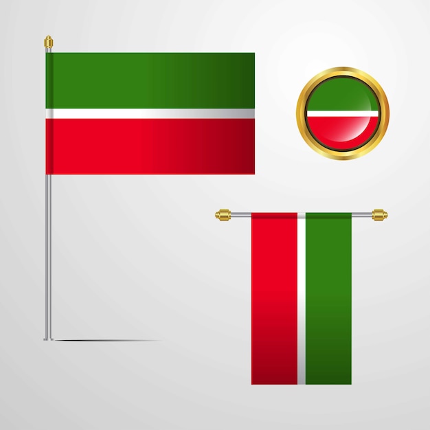 Tatarstan waving Flag design with badge vector