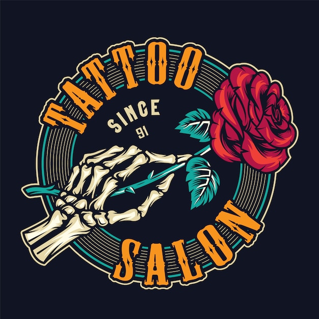 Tattoo studio colorful round print