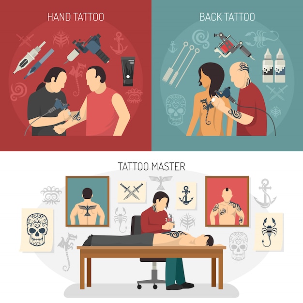 Free Vector tattoo studio design concept