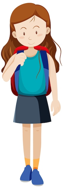 A taveller girl cartoon character on white background