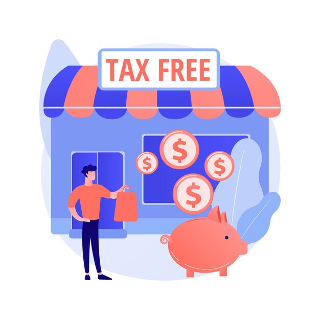 Tax free service abstract concept vector illustration. VAT free trading, refunding VAT services, duty free zone, airport shopping, buying goods abroad, tax refund program abstract metaphor.