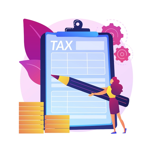 Free Vector taxes calculation. financial management. achieving success. completed labour, noted obligation, executed task. responsible man ticking list with pencil.  isolated concept metaphor illustration.