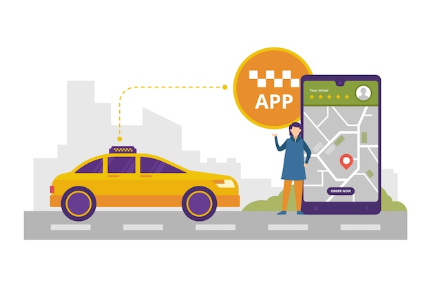 Taxi app concept illustration design