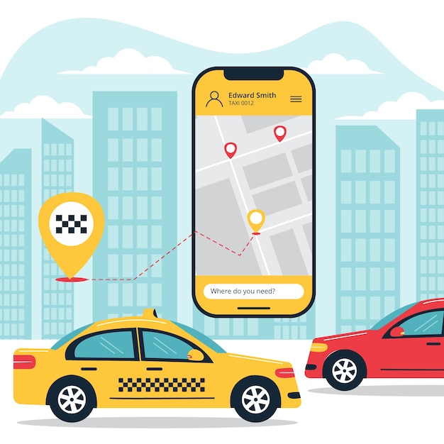 Taxi app concept illustration theme