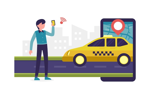 Free vector taxi app concept illustration