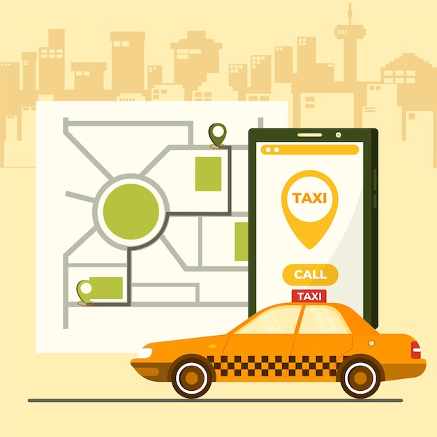 Taxi app concept on mobile