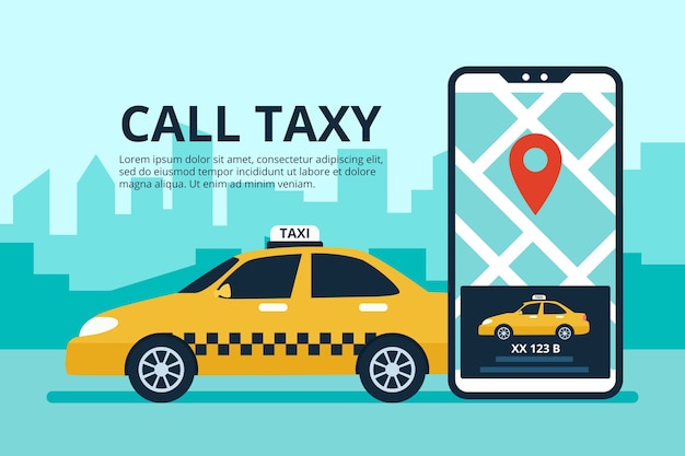 Taxi app concept with phone interface