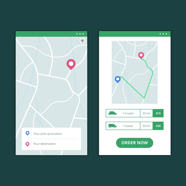 Taxi app interface concept