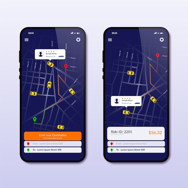 Free Vector taxi app interface concept