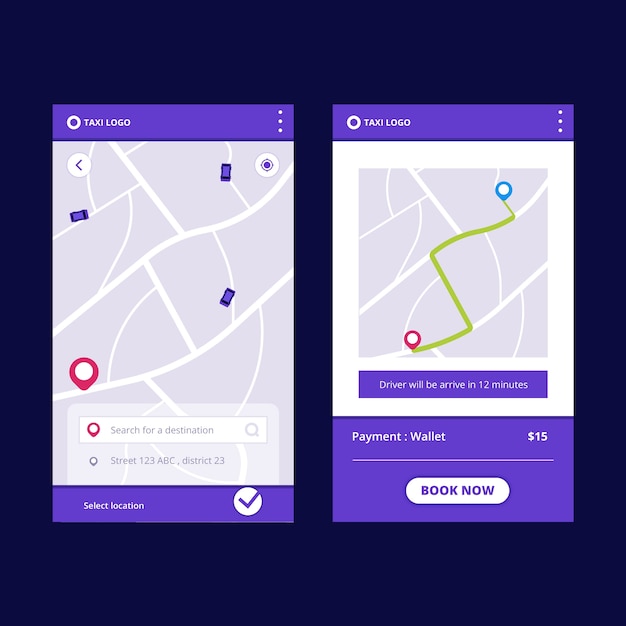 Taxi app interface design