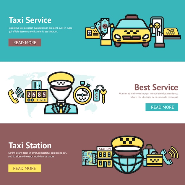 Free Vector taxi banner set