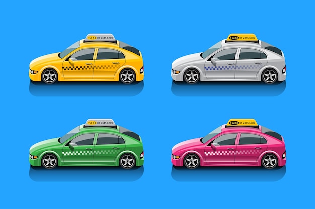 Free Vector taxi car set