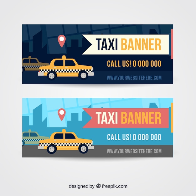 Free Vector taxi in the city banners