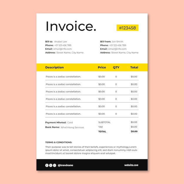 Taxi invoice template design