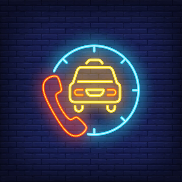 Taxi order service neon sign