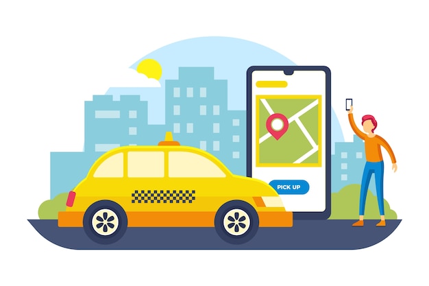 Free vector taxi service app