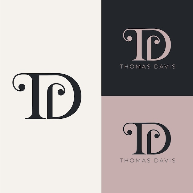 Free Vector td logo monogram design