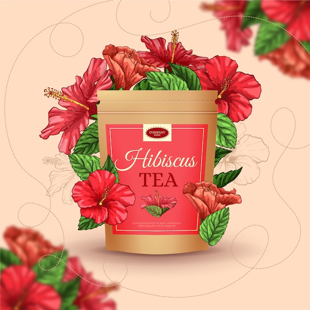 Free Vector tea ad with hand drawing decoration