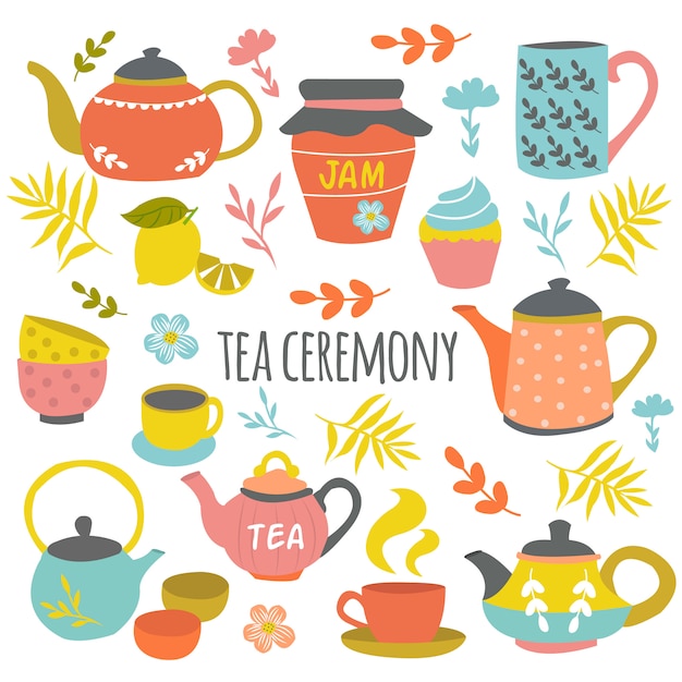 Free Vector tea ceremony hand drawn composition