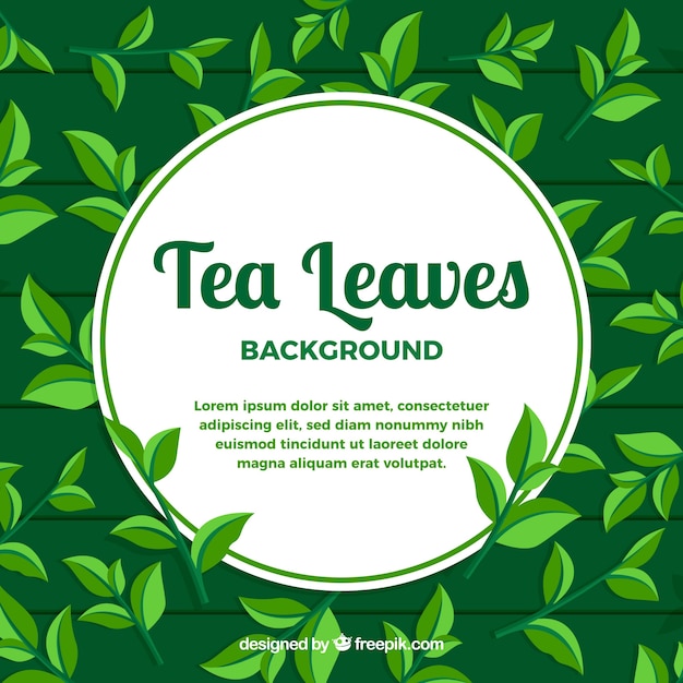 Free Vector tea leaves background with flat design