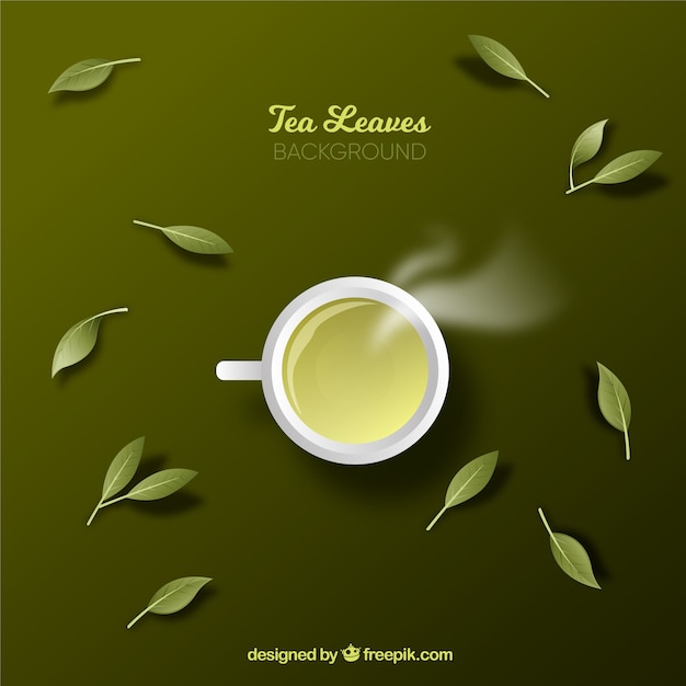 Free Vector tea leaves background with flat design