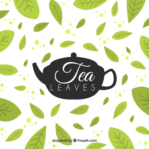 Tea leaves background with flat design