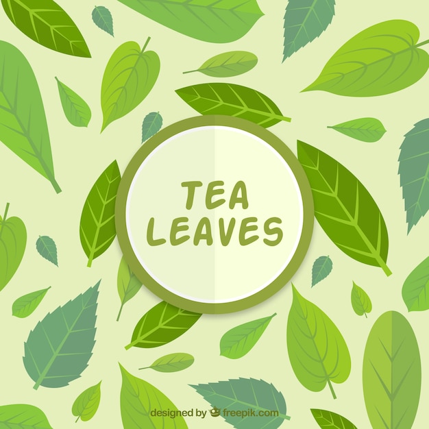 Tea leaves background with flat design