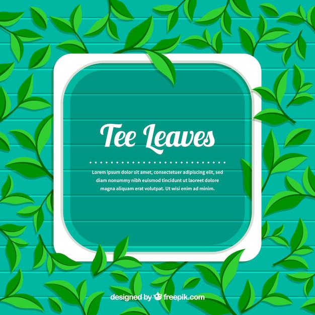 Tea leaves background with flat design