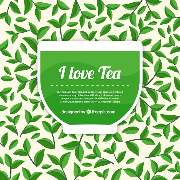 Free Vector tea leaves background with flat design