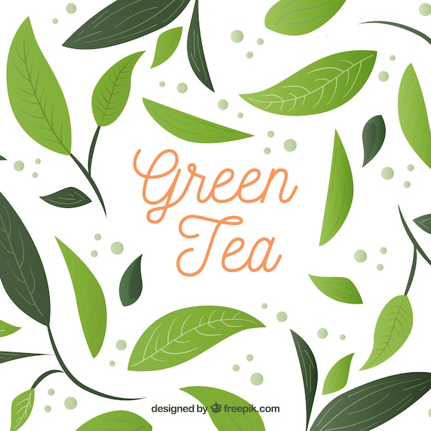 Free Vector tea leaves background with flat design