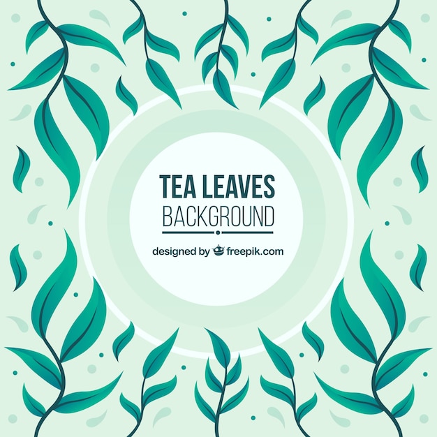 Free Vector tea leaves background with flat design