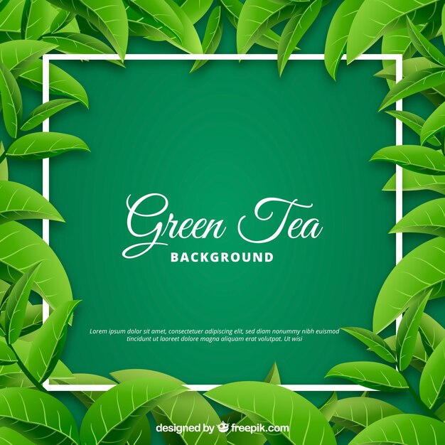 Tea leaves background with realistic style