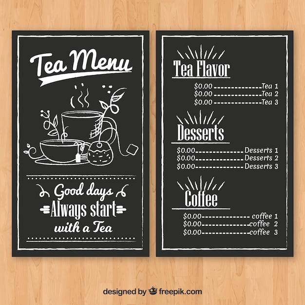 Tea menu template