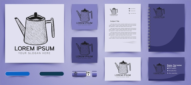 Free Vector tea pot hand drawn logo and business branding template design inspiration