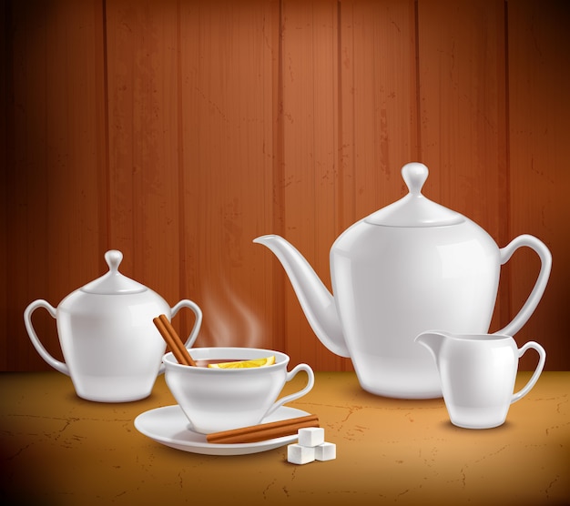 Free Vector tea set composition