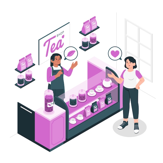 Free Vector tea shop concept illustration