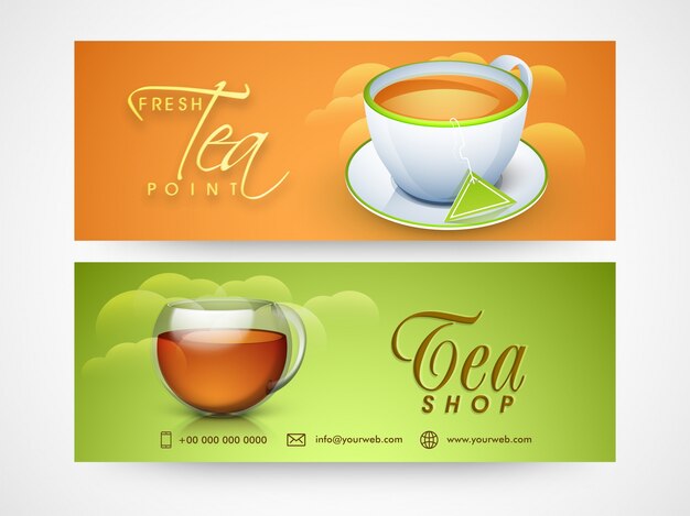  Tea Shop website headers or banners design for cafe and restaurants. 