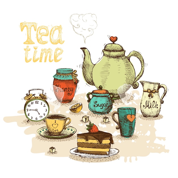 Free vector tea time still life