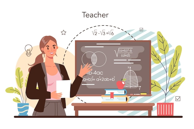 Free Vector teacher concept professor giving a lesson in a classroom school or college workers idea of education and knowledge isolated flat vector illustration