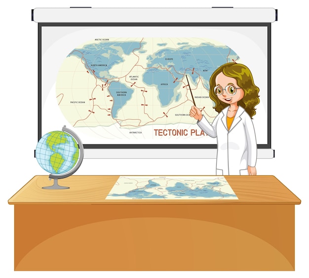 Free vector teacher explaining tectonic plates