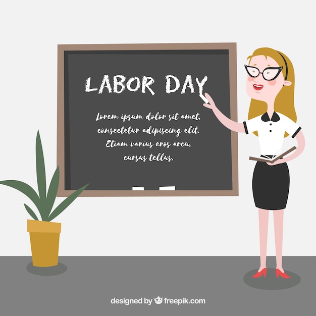 Teacher on labor day with flat design