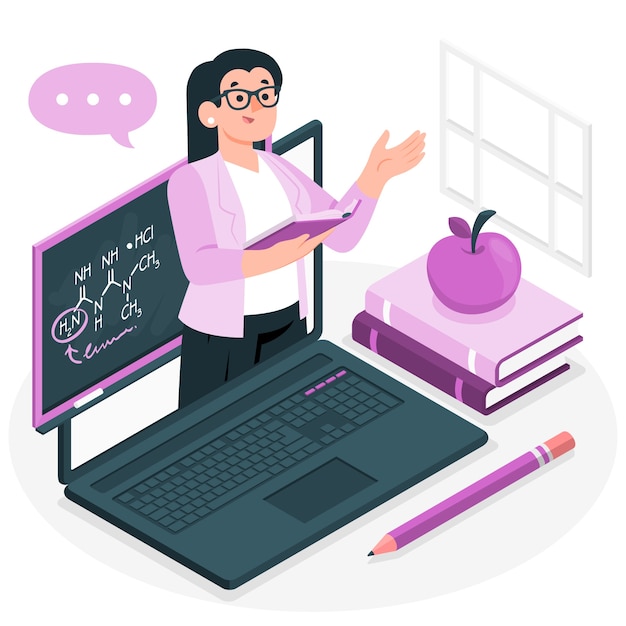 Teacher online learning illustration concept