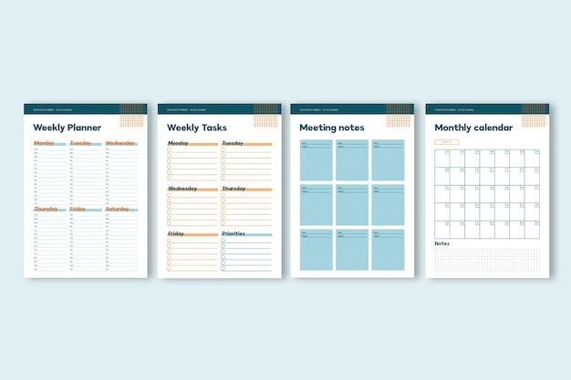 Free Vector teacher planner template design