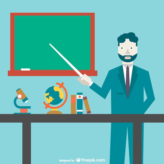 Free Vector teacher pointing to the blackboard