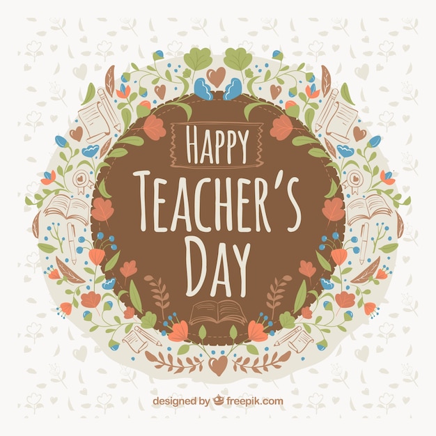 Free Vector teacher's day, floral frame