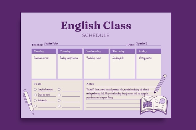 Teacher schedule template design