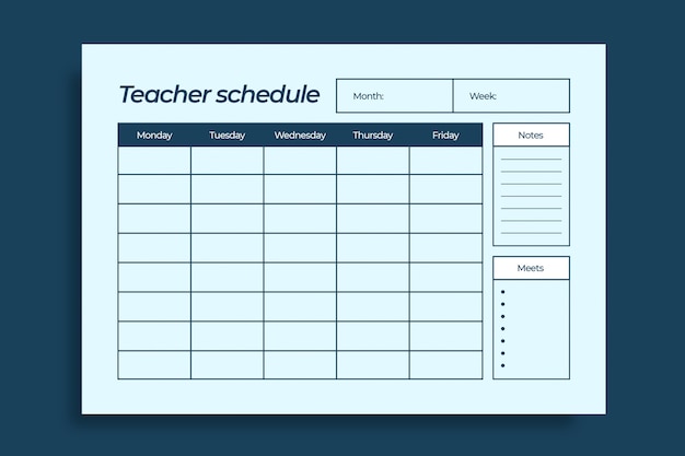 Teacher  schedule template design